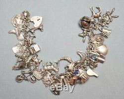 Vintage Sterling Silver Charm Bracelet, Hallmarked Sterling Silver, 39 Charms