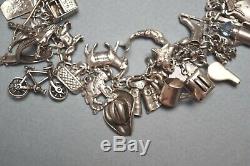 Vintage Sterling Silver Charm Bracelet, Hallmarked Sterling Silver, 39 Charms