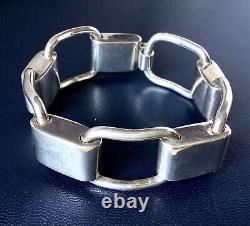 Vintage Sterling Silver Heavy Modernist Industrialist Square Link Bracelet 8