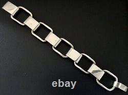 Vintage Sterling Silver Heavy Modernist Industrialist Square Link Bracelet 8