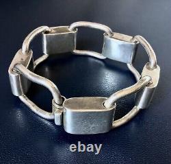 Vintage Sterling Silver Heavy Modernist Industrialist Square Link Bracelet 8