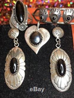 Vintage Sterling Silver Native American Mixed Lot Earrings Ring Bracelet Pendant