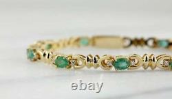 Vintage Style 6CT Oval Cut Simulated Emerald Women's Tennis Bracelet 925 Silver