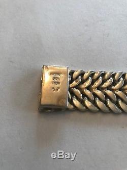 Vintage TAXCO Mexico Sterling Silver 925 Mesh Weave Woven Heavy Bracelet 7.5 L