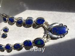 Vintage Taxco Mexican Sterling Silver Lapis Large Necklace and earrings