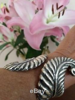 Vintage Taxco Mexico Sterling Silver Cuff Repousse Clamper Hinger Bracelet