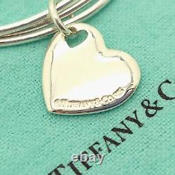 Vintage Tiffany & Co. Sterling Silver Heart Tag Triple Bangle Bracelet 7.5 Inch