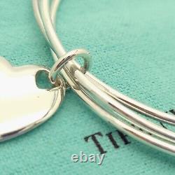 Vintage Tiffany & Co. Sterling Silver Heart Tag Triple Bangle Bracelet 7.5 Inch