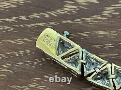 Vintage Trillion Cut Tennis Bracelet signed Gold Over 925 Sterling Silver 8.5