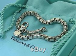 Vintage sterling silver TIFFANY & CO. VENETIAN BOX LINK with TAG bracelet 7.5