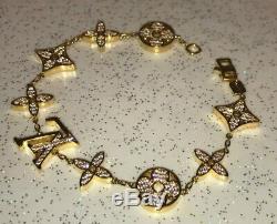 Vtg Estate Louis Vuitton Gold Sterling Silver Chain Monogram Blossom Bracelet