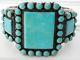 Vtg Old Pawn Navajo Kirk Smith Sterling Silver Cluster Turquoise Cuff Bracelet