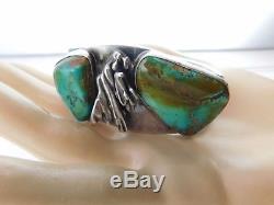 Vtg Old Pawn Sterling Silver ROYSTON TURQUOISE Cuff Bracelet