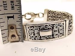 Vtg Sterling Silver Bali Byzantine Chain Bracelet 4 Strand Cable Heavy 6 7/8