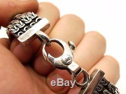 Vtg Sterling Silver Bali Byzantine Chain Bracelet 4 Strand Cable Heavy 6 7/8