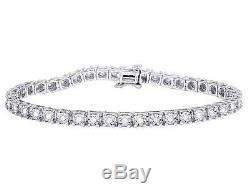 White Gold Finish Genuine Diamond Fanook 4MM One Row Tennis Bracelet 1 CT 7.5