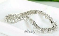White Gold Plated 5CTRound Simulated Diamond Heart Style Tennis Bracelet Silver