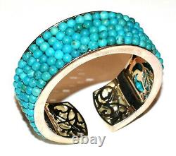 Whitney Kelly WK Solid 925 Sterling Silver+ Turquoise Beads Bracelet Cuff! (I67)