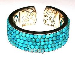Whitney Kelly WK Solid 925 Sterling Silver+ Turquoise Beads Bracelet Cuff! (I67)