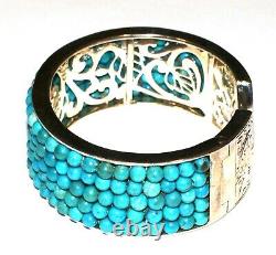 Whitney Kelly WK Solid 925 Sterling Silver+ Turquoise Beads Bracelet Cuff! (I67)