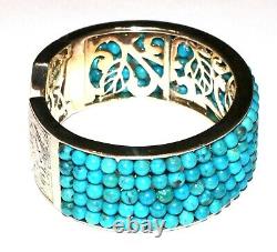 Whitney Kelly WK Solid 925 Sterling Silver+ Turquoise Beads Bracelet Cuff! (I67)
