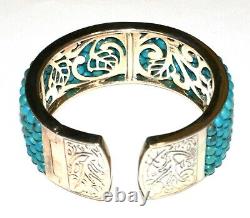 Whitney Kelly WK Solid 925 Sterling Silver+ Turquoise Beads Bracelet Cuff! (I67)