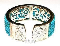 Whitney Kelly WK Solid 925 Sterling Silver+ Turquoise Beads Bracelet Cuff! (I67)