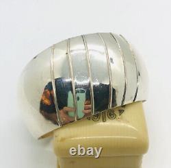 Wide Sterling Silver Modernist Cuff Bracelet 40gms 1 1/2 Wide Vintage Jewelry