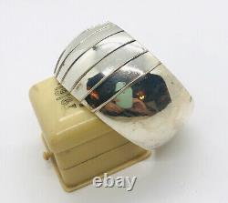 Wide Sterling Silver Modernist Cuff Bracelet 40gms 1 1/2 Wide Vintage Jewelry