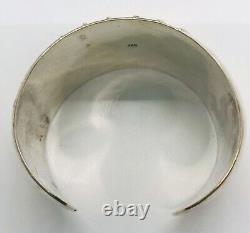 Wide Sterling Silver Modernist Cuff Bracelet 40gms 1 1/2 Wide Vintage Jewelry