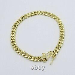 Withoute Stone 7.5inch Men Miami Cuban Link Bracelet 14k Yellow Gold Plated