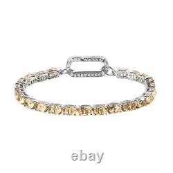 Women 925 Silver Platinum Plated Citrine White Zircon Bracelet Size 6.5 Ct 10.5