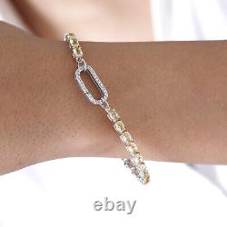 Women 925 Silver Platinum Plated Citrine White Zircon Bracelet Size 6.5 Ct 10.5