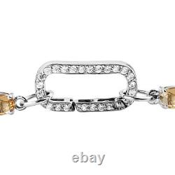 Women 925 Silver Platinum Plated Citrine White Zircon Bracelet Size 6.5 Ct 10.5