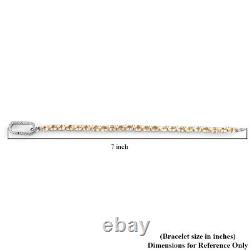 Women 925 Silver Platinum Plated Citrine White Zircon Bracelet Size 6.5 Ct 10.5