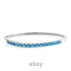 Women 925 Sterling Silver Cuff Bangle Bracelet Neon Apatite Gifts Size 8 Ct 4.1