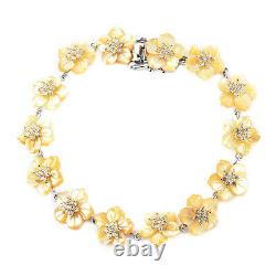 Women Jewelry Gift 925 Sterling Silver Bracelet Citrine Flower Ct 1.5