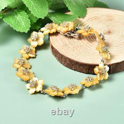 Women Jewelry Gift 925 Sterling Silver Bracelet Citrine Flower Ct 1.5