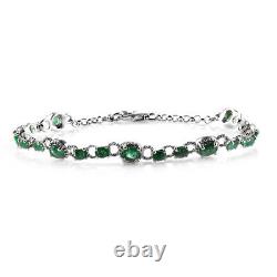 Women Jewelry Gifts 925 Sterling Silver Bracelet AAA Emerald Size 7.25 Ct 4.4