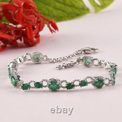 Women Jewelry Gifts 925 Sterling Silver Bracelet AAA Emerald Size 7.25 Ct 4.4