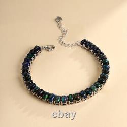 Women Oval Cut 46mm Opal Beads Tennis Chain Bracelet Solid 925 Sterling Silver