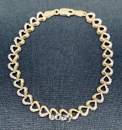 Women's 2Ct Round Real Moissanite Heart Bracelet 14k Yellow Gold Plated Silver