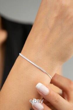 Women's Chain Bracelet 14K White Gold Plated 2Ct Round Cut Lab-Created Diamond