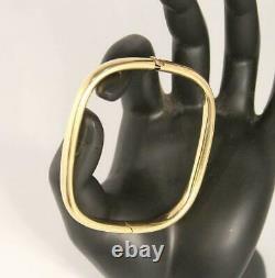 Women's Gold Bangle Bracelet Vintage Hinged Square 18 Karat Yellow Gold Jewelry