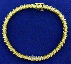 Women's Tennis Bracelet 7.25 5.00 Ct Round Cut Diamond 14K Yellow Gold Finish