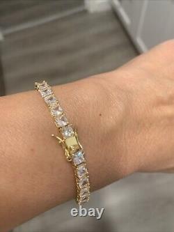 Womens 925 Sterling Plated Tennis CZ Bracelet 7Inch Bracelet Gold