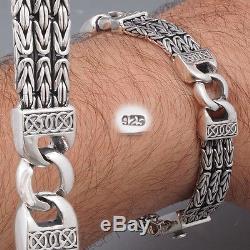 Woven Bali Byzantine Curb Chain 925 Sterling Silver Mens Bracelet 8 8.5 9 10
