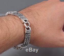 Woven Bali Byzantine Curb Chain 925 Sterling Silver Mens Bracelet 8 8.5 9 10