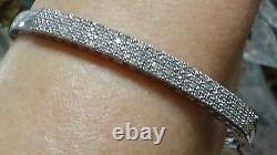 Wow! Macy's Sterling Silver 1-1+ Carat Genuine Diamond Paved Bangle Bracelet New