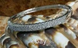 Wow! Macy's Sterling Silver 1-1+ Carat Genuine Diamond Paved Bangle Bracelet New